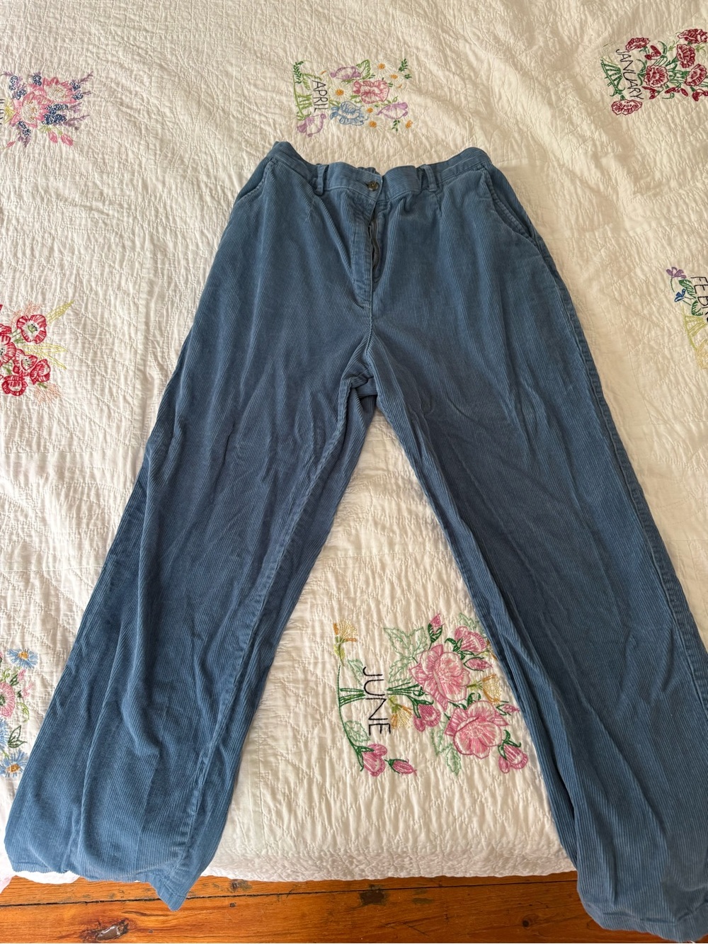 L.L. Bean women’s Blue Corduroy Trousers with elastic waist